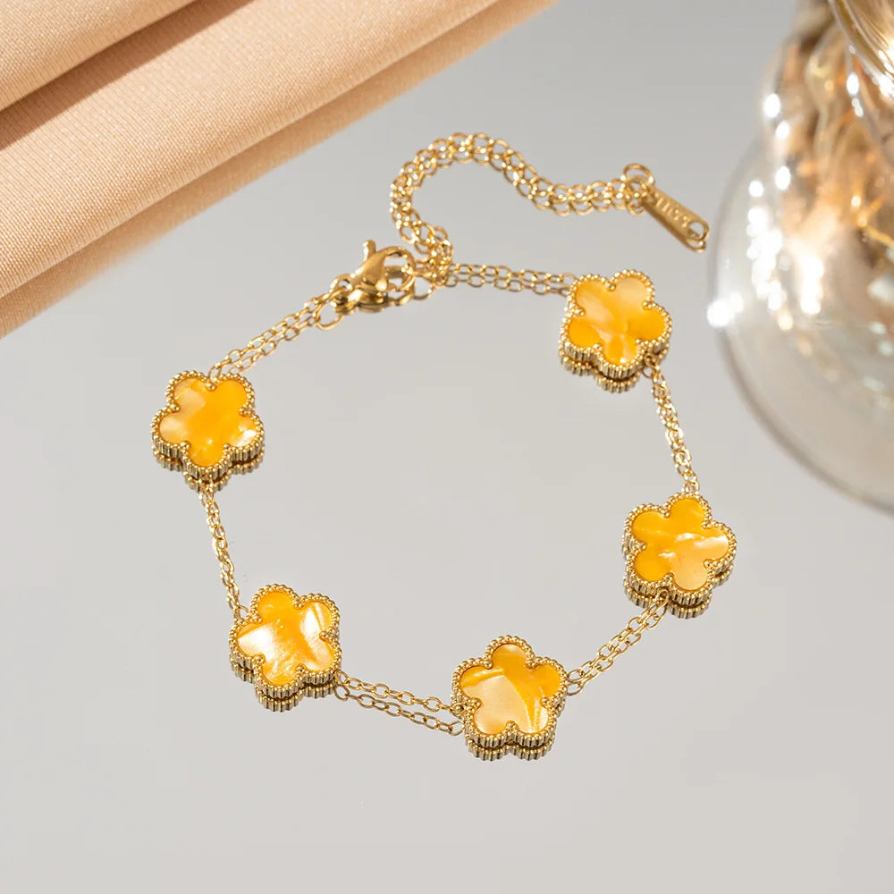 Five-Petal Flower Bracelet (Available in 10 Colours)