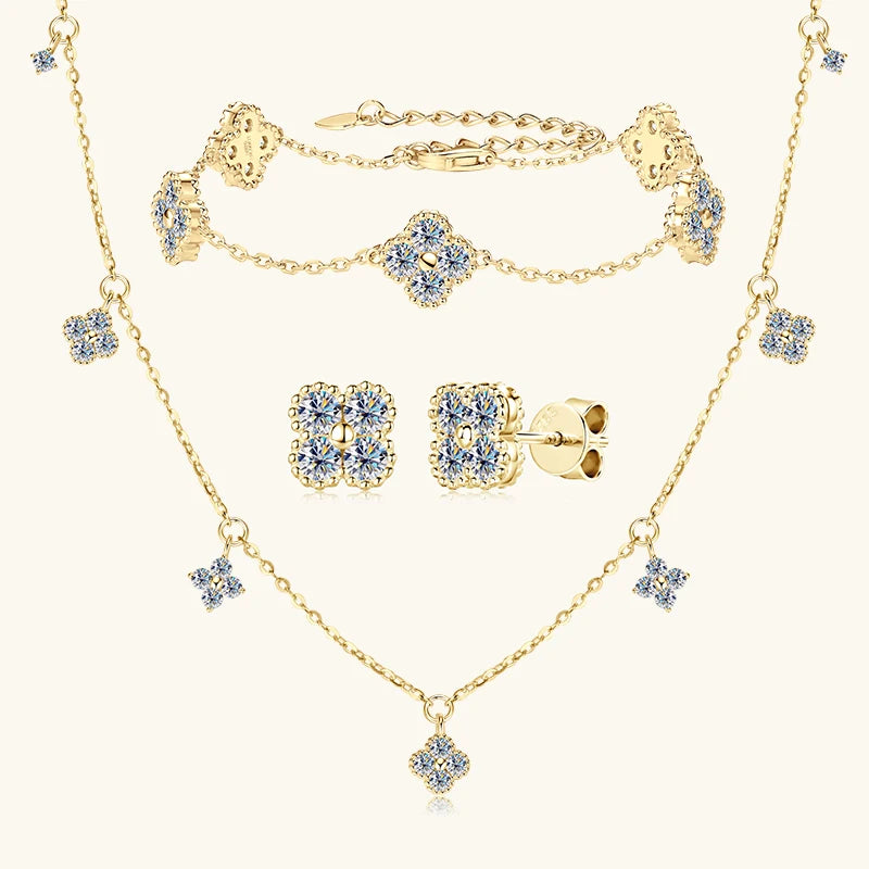 Moissanite Jewellery Clover x Flower 3 in 1 Set