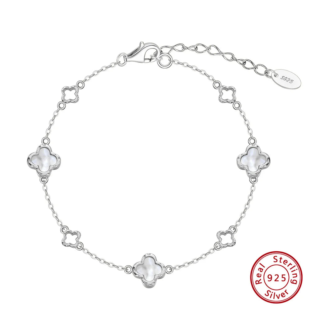 925 Sterling Silver Four-Leaf Clover Bracelet