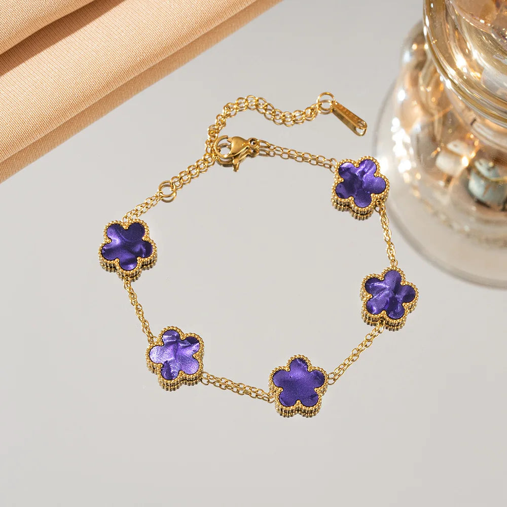 Five-Petal Flower Bracelet (Available in 10 Colours)