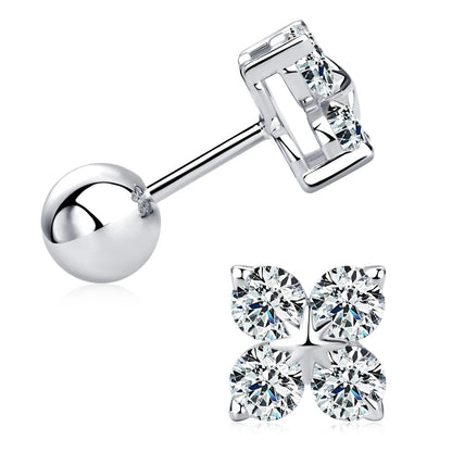 Flower & Clover Moissanite Stud Earrings 925 Sterling Silver