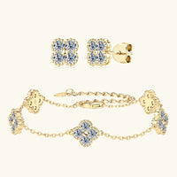 Moissanite Jewellery Clover 2 Piece Set (Bracelet & Earrings)