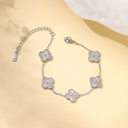 Stainless Steel Leaf Flower Bracelet