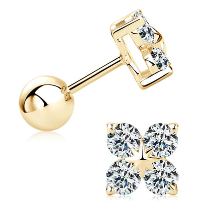 Flower & Clover Moissanite Stud Earrings 925 Sterling Silver