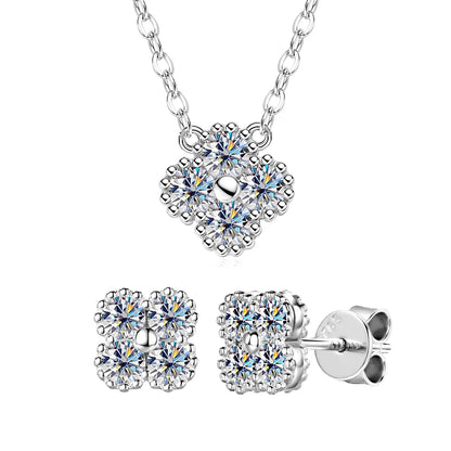 Moissanite Jewellery Clover 2 Piece Set (Necklace & Earrings)