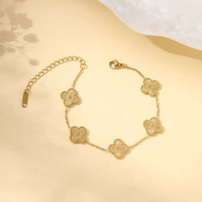 Stainless Steel Leaf Flower Bracelet